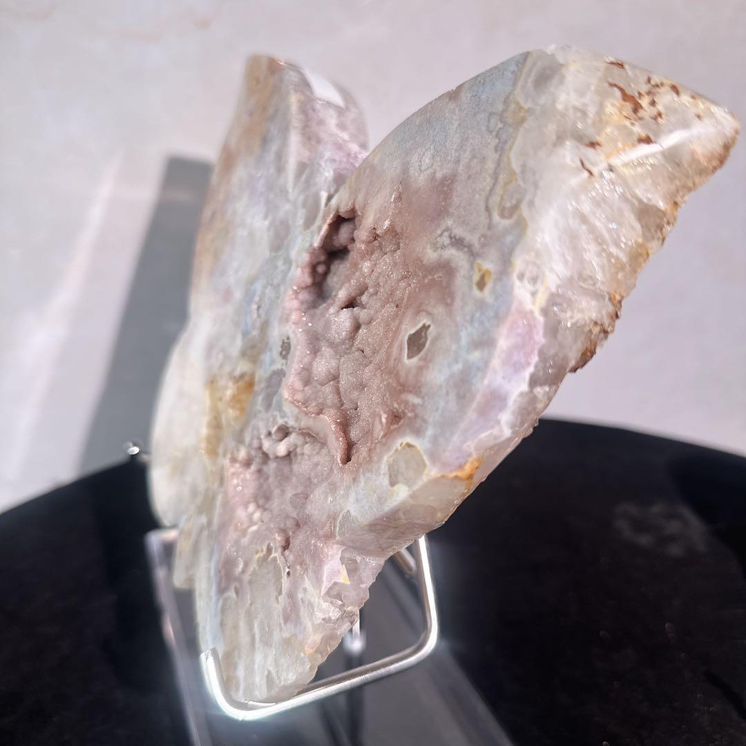 天然石 最高品質 超レア ピンクアメジスト蝶々置物 原石 NO.032829