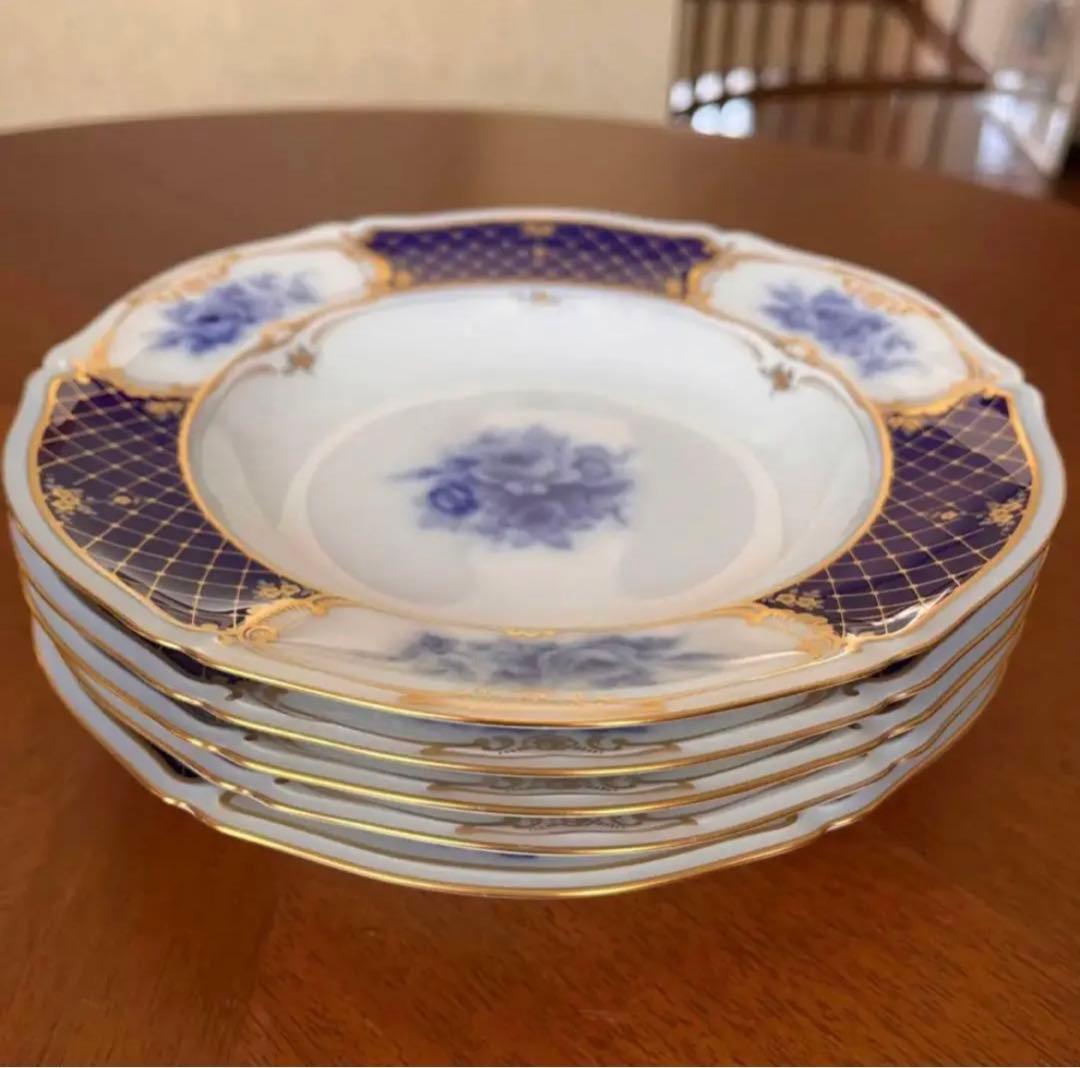【希少品】大倉陶園★ブルーインペリアルプレミア★深皿　4枚