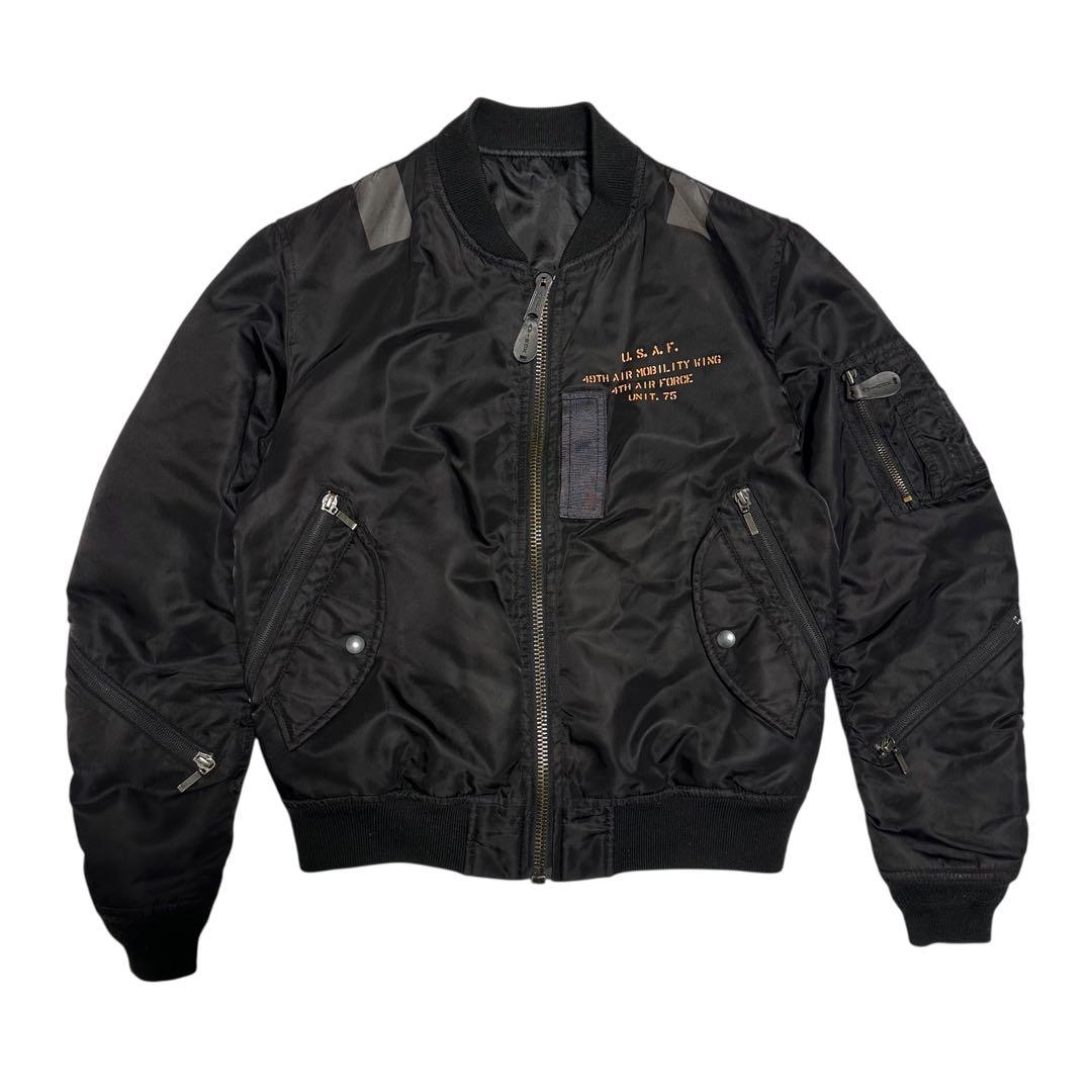 アヴィレックス　MA-1 フライトジャケット　リバーシブル　プリント　ブラックM