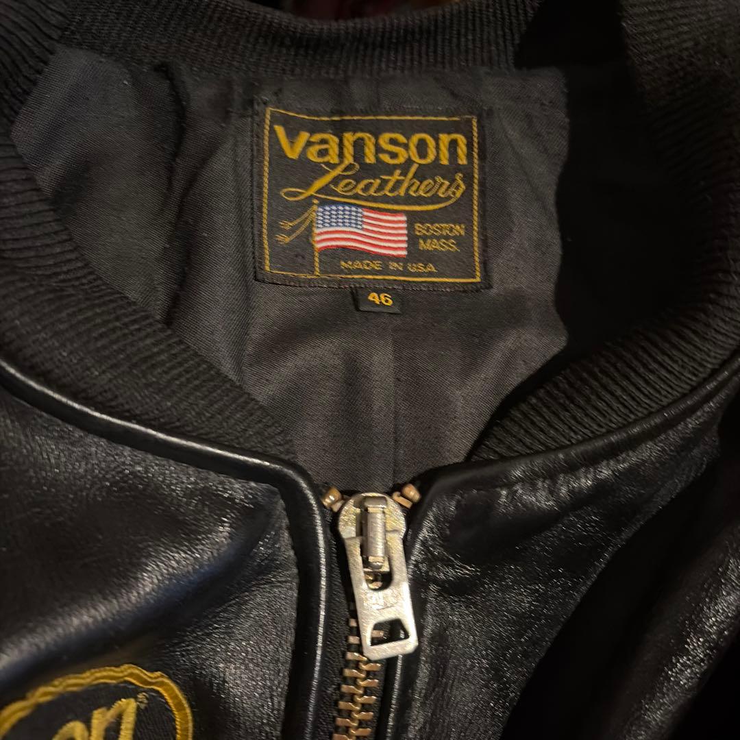 Vanson レザージャケット 50 黒/赤