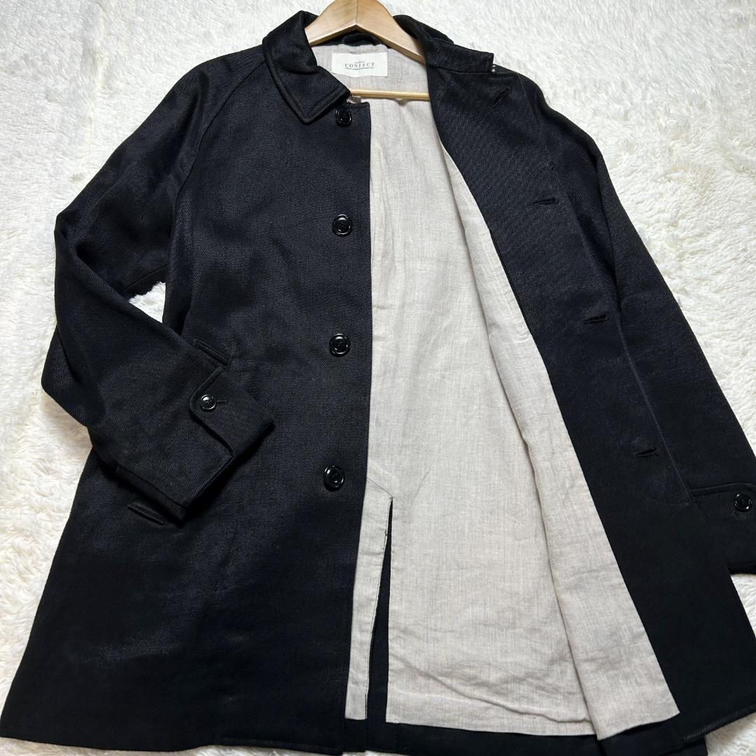 極美品✨ネストローブコンフェクト リネン ステンカラーコート L相当 ブラック