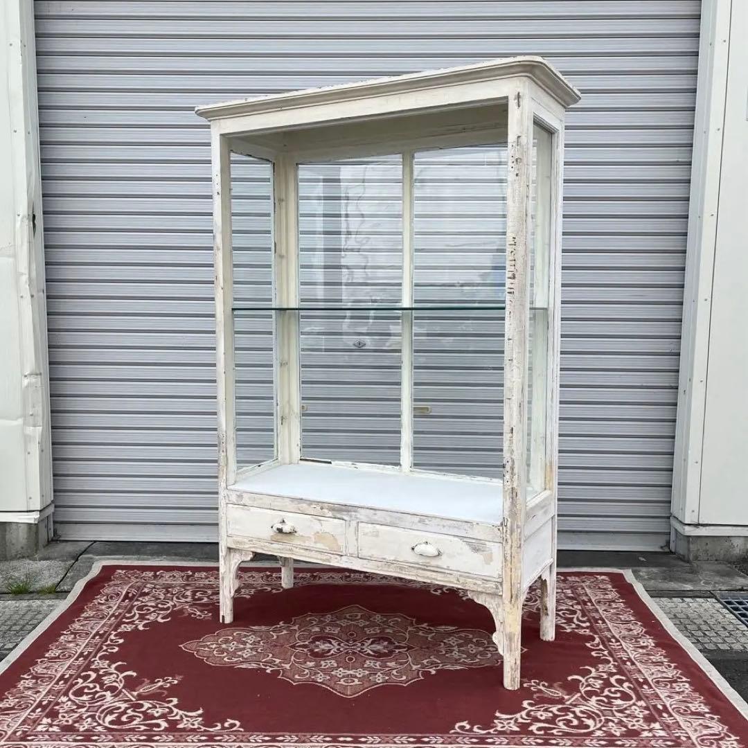 引き取り限定 宮城県◾️アンティーク古家具 大型サイズ ケビントディスプレイ棚