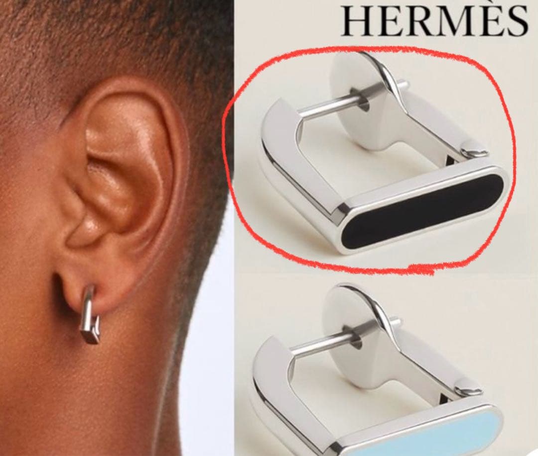 エルメス　HERMES シングルピアス 《エトリエ》 ブラック