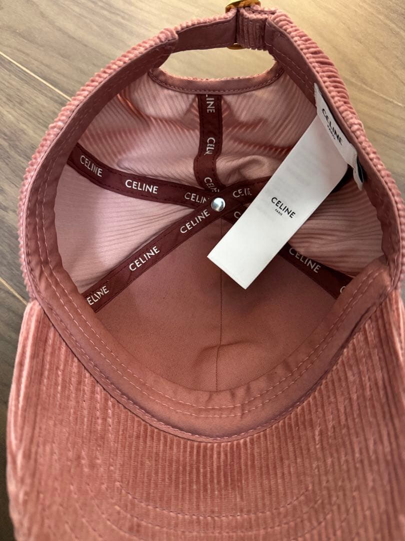 【美品】CELINE コーデュロイ ロゴキャップ L ピンク