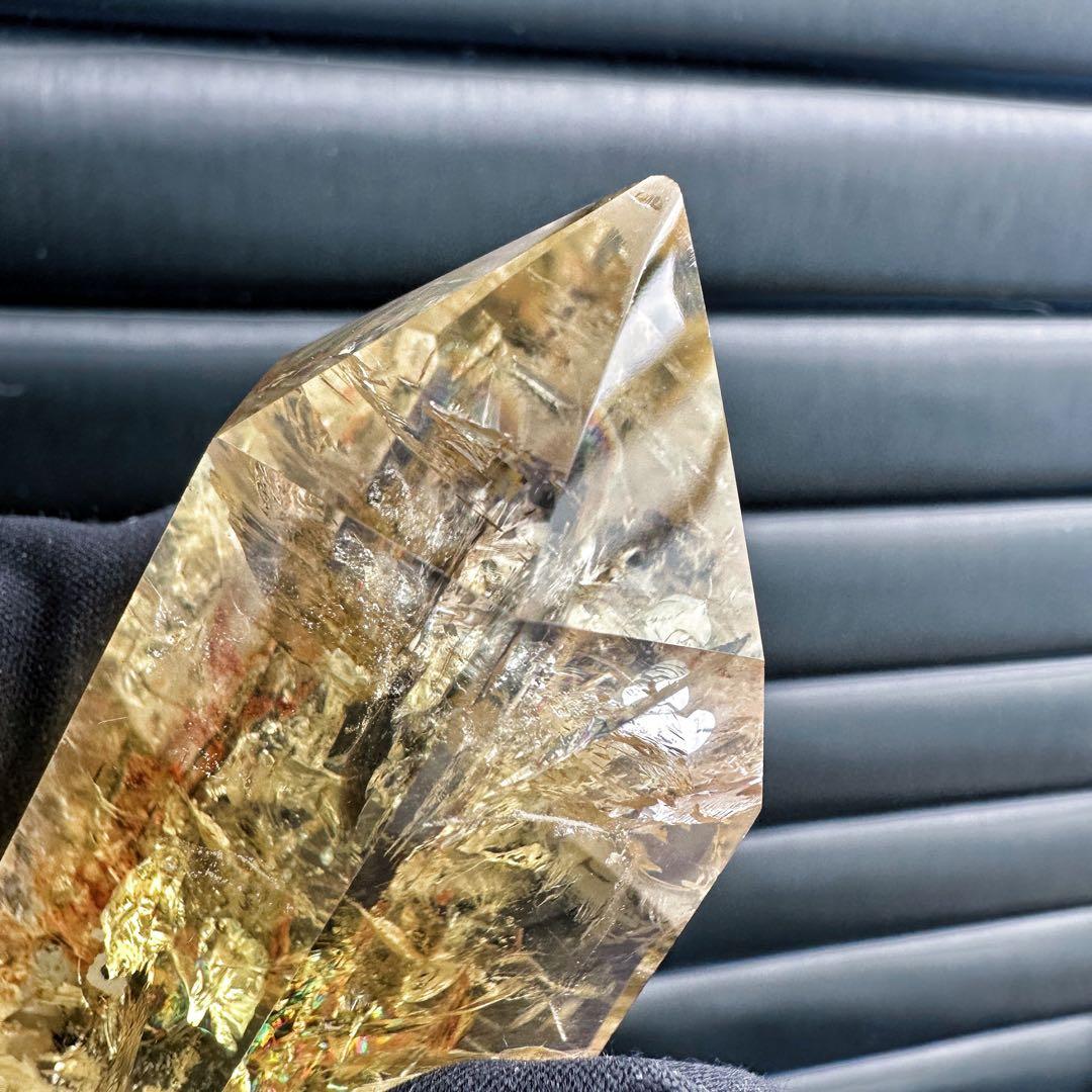 【金運·浄化】シトリン☆黄水晶 六角柱レインボー☆ファントム 超パワーA1506