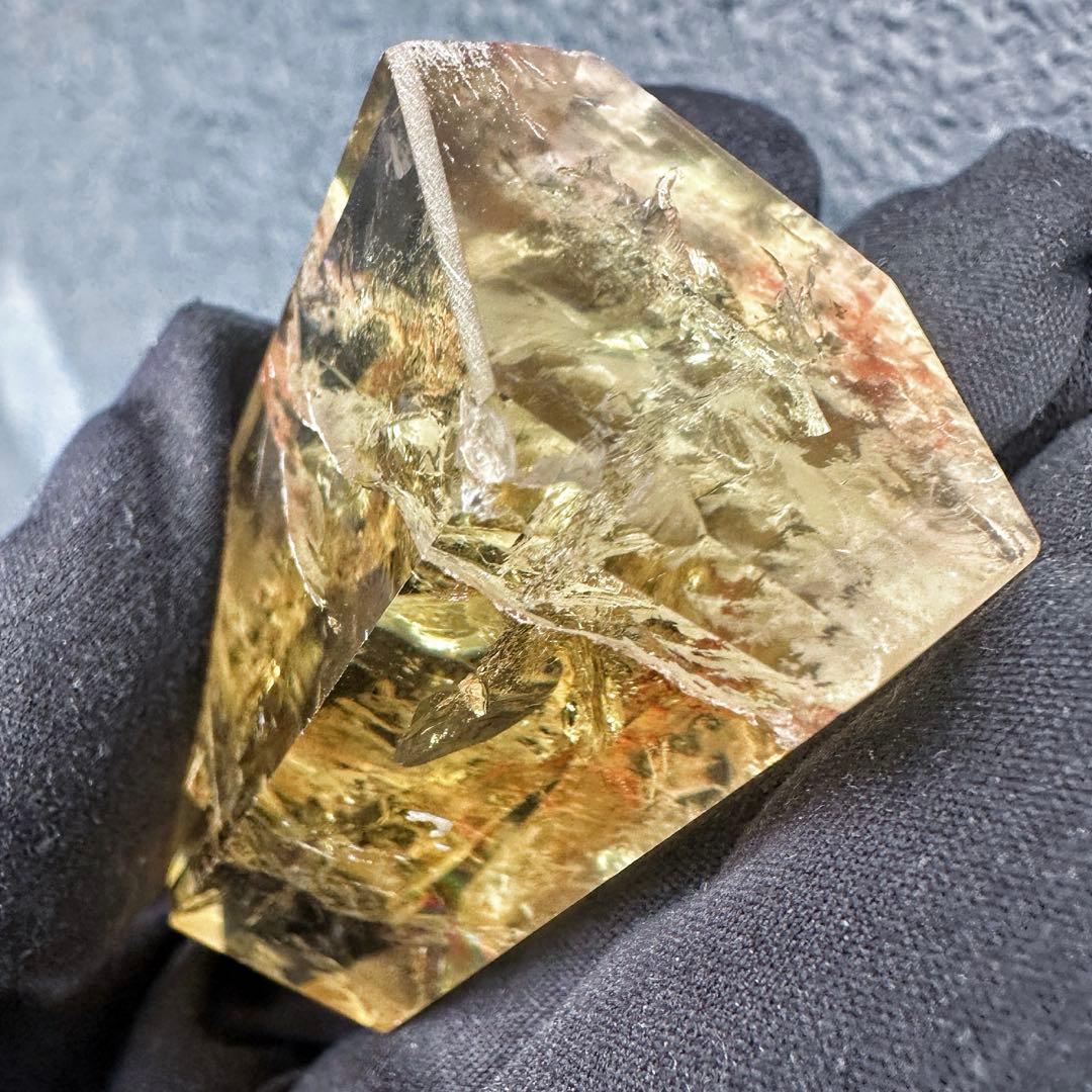 【金運·浄化】シトリン☆黄水晶 六角柱レインボー☆ファントム 超パワーA1506