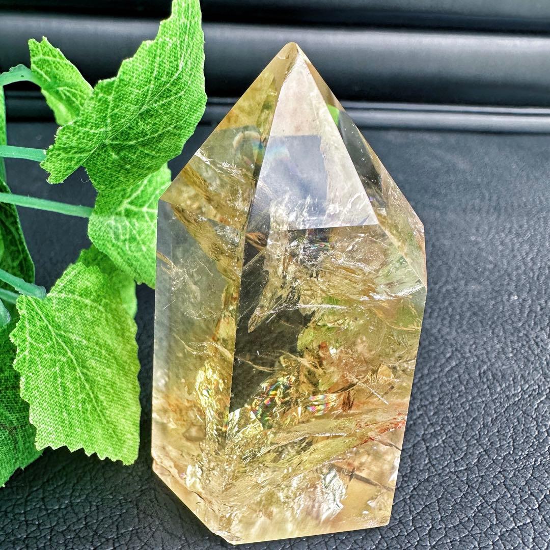 【金運·浄化】シトリン☆黄水晶 六角柱レインボー☆ファントム 超パワーA1506