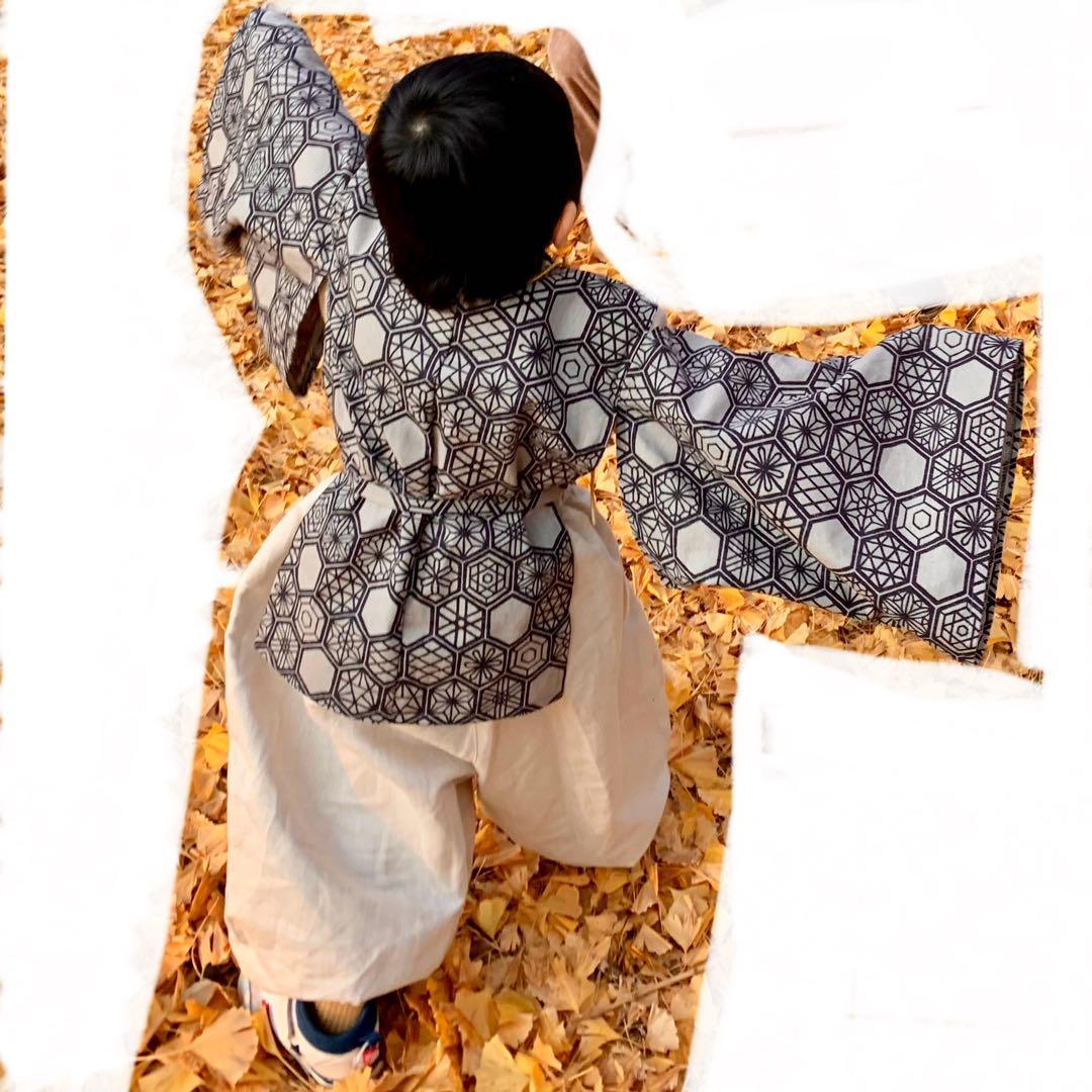 【マツエリ】童の水干、甚平セット(ペンギンのおしり)