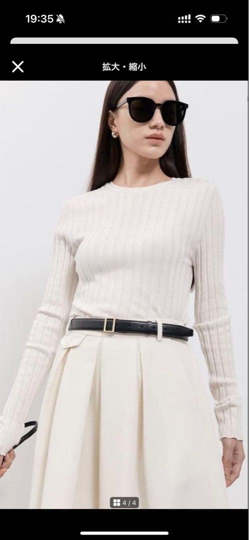 カシミヤリブ編み長袖ニット yonfa