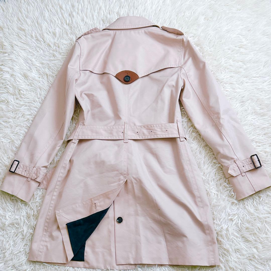 COACH トレンチコート　ロング　シグネチャ　ベルト　ピンク　F34025 S