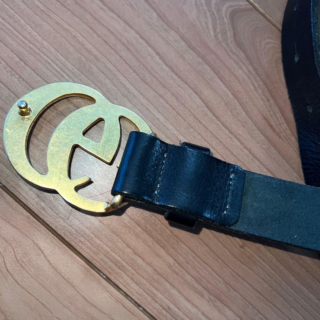 グッチ ベルト デカロゴ GGマーモント ブラック 黒 ゴールド金具