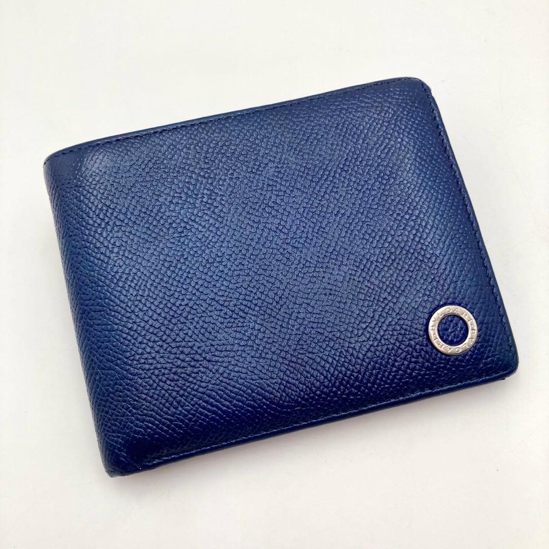 Apple✨ BVLGARI 二つ折り財布 ビーゼロワン ネイビー レザー