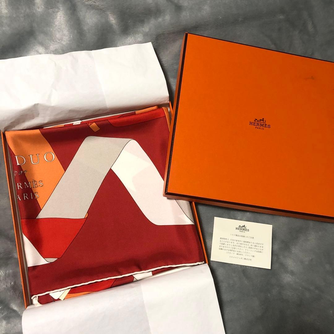 【値下げ可能】HERMES　Hermes　エルメス　EN DUO　シルクスカーフ