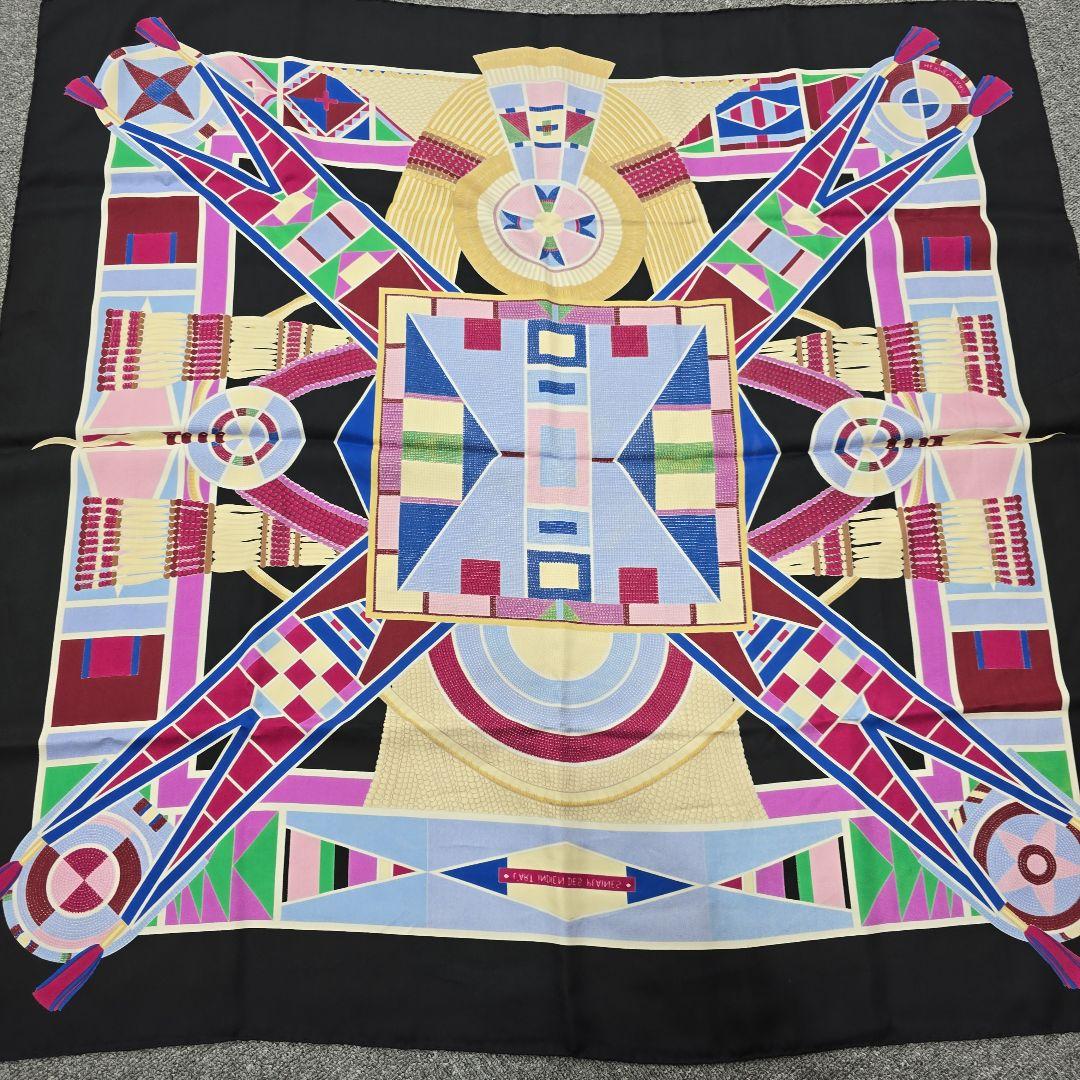 MT275 エルメス HERMES カレ90 草原のインディアンアート スカーフ