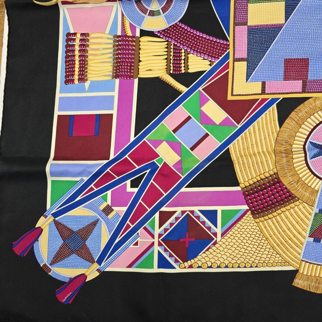 MT275 エルメス HERMES カレ90 草原のインディアンアート スカーフ