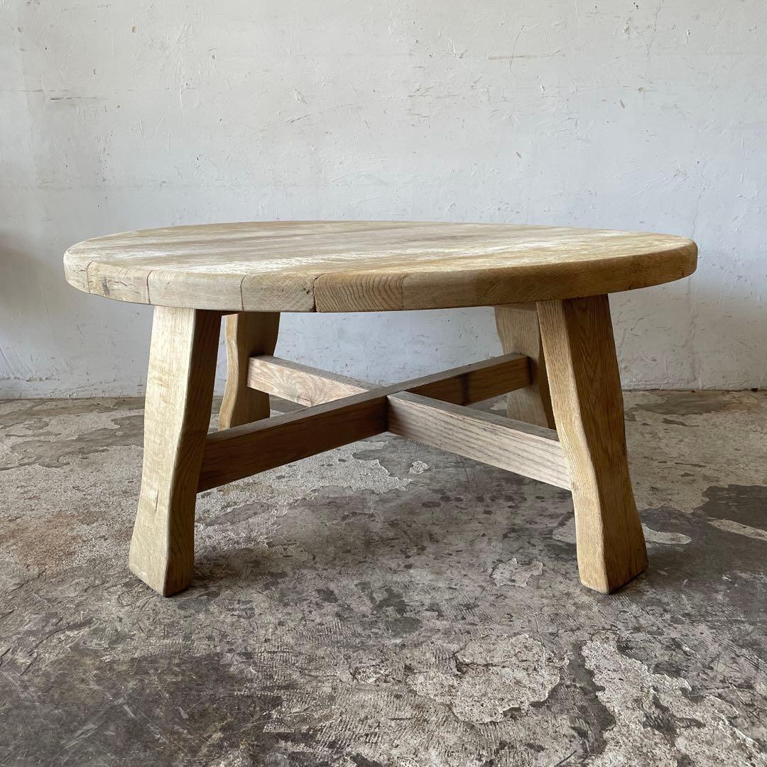 ビンテージ　ラウンドコーヒーテーブル　ラウンドセンターテーブル　剥離