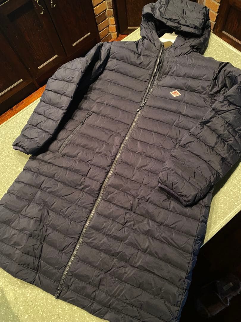 DANTON ダントン ミドルダウン フード付き コート Ｌサイズ（ネイビー）