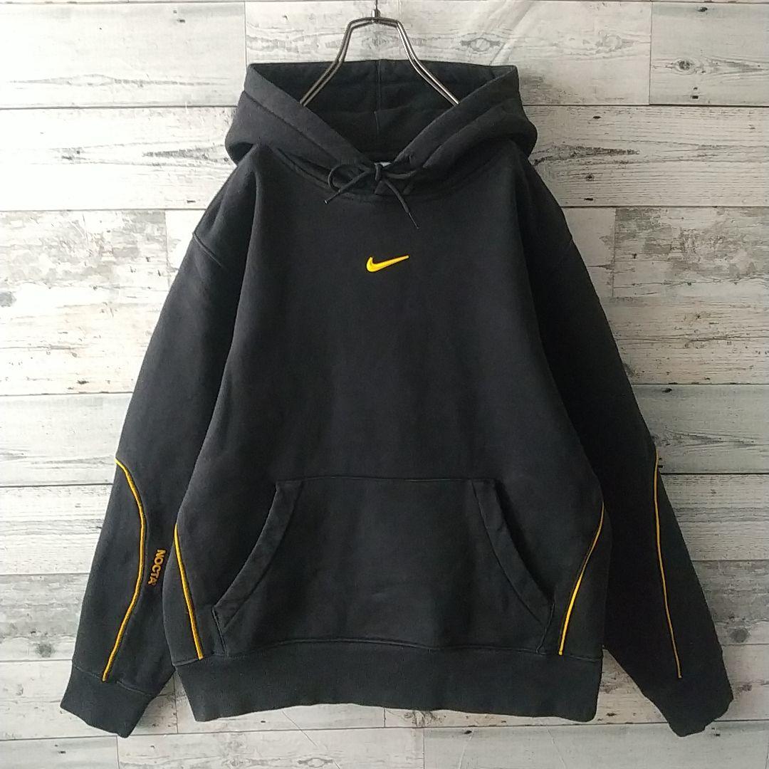 人気☆ナイキ×ノクタ ラバーロゴ センターロゴ パーカー M ブラック