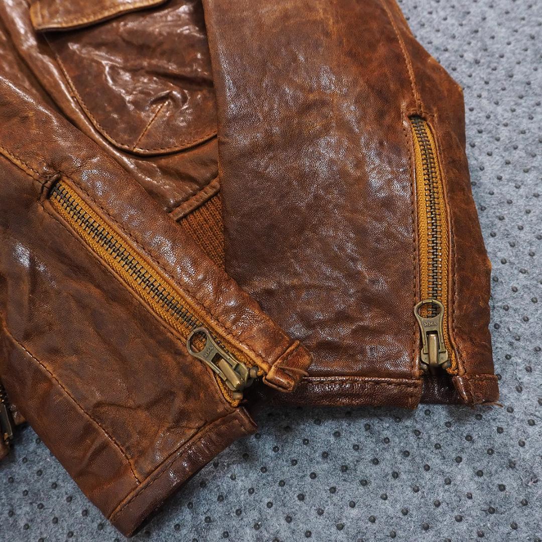 ジャケット・アウター 00s lamb oil leather coyote fur jacket