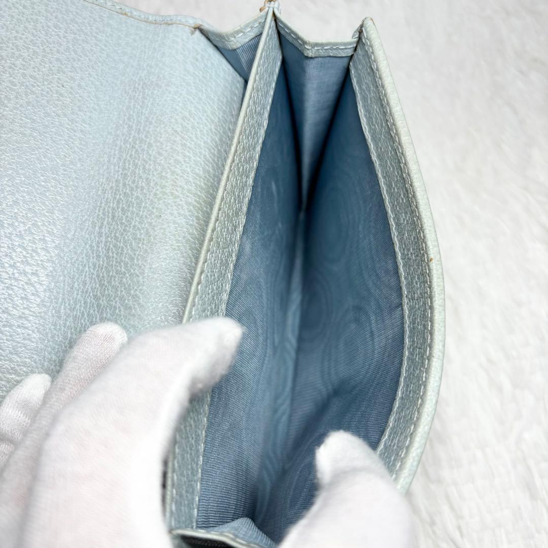 ✨付属品完備✨ グッチ マーモント フローラ 二つ折り財布 花 ポーチ ブルー