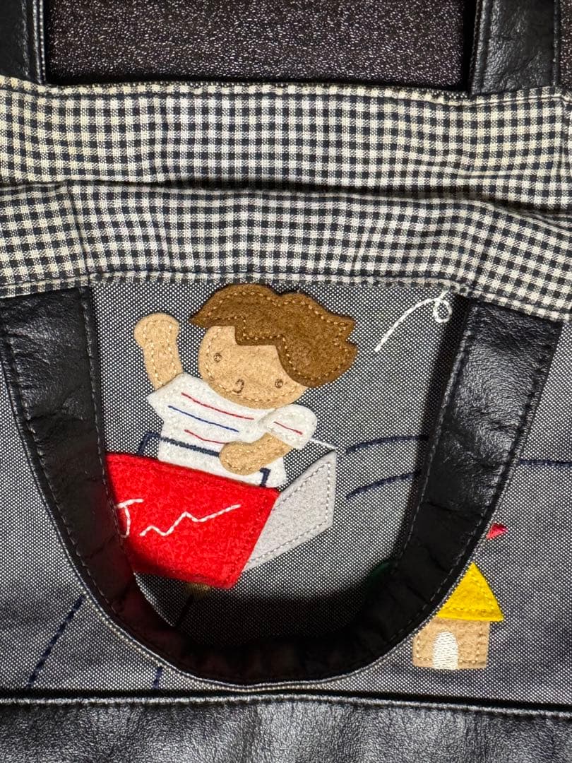 ファミリア デニムバッグ 70周年 限定 ミニ トート バッグ 黒 ブラック