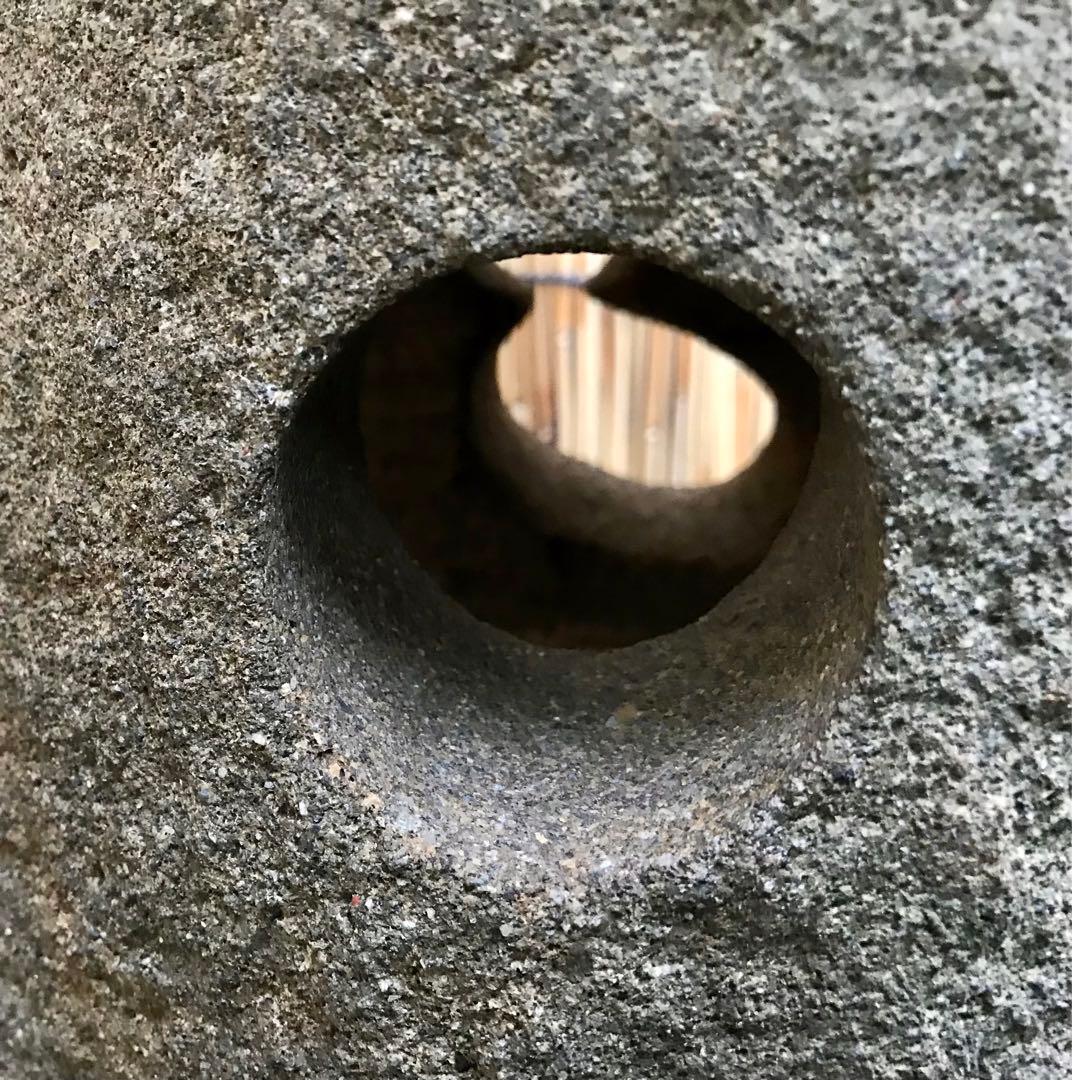 【天然自然石・置灯篭・茶庭灯篭・露地庭灯篭・竹と瓢箪模様】オブジェ庭石置物箱庭