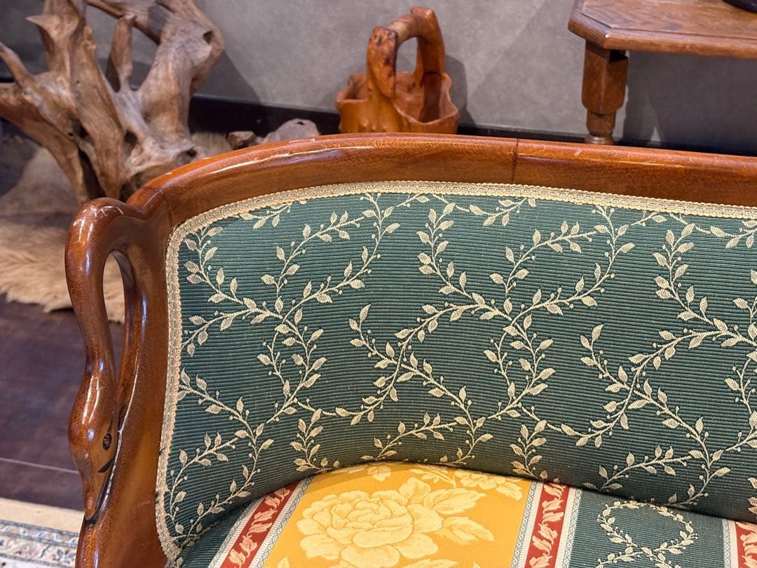 クラシック 2人掛けソファ 2Pソファ 猫脚 アンティーク ヴィンテージ nY