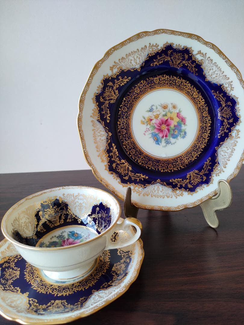 フッチェンロイター ティートリオ 金彩 花柄 ヴィンテージ