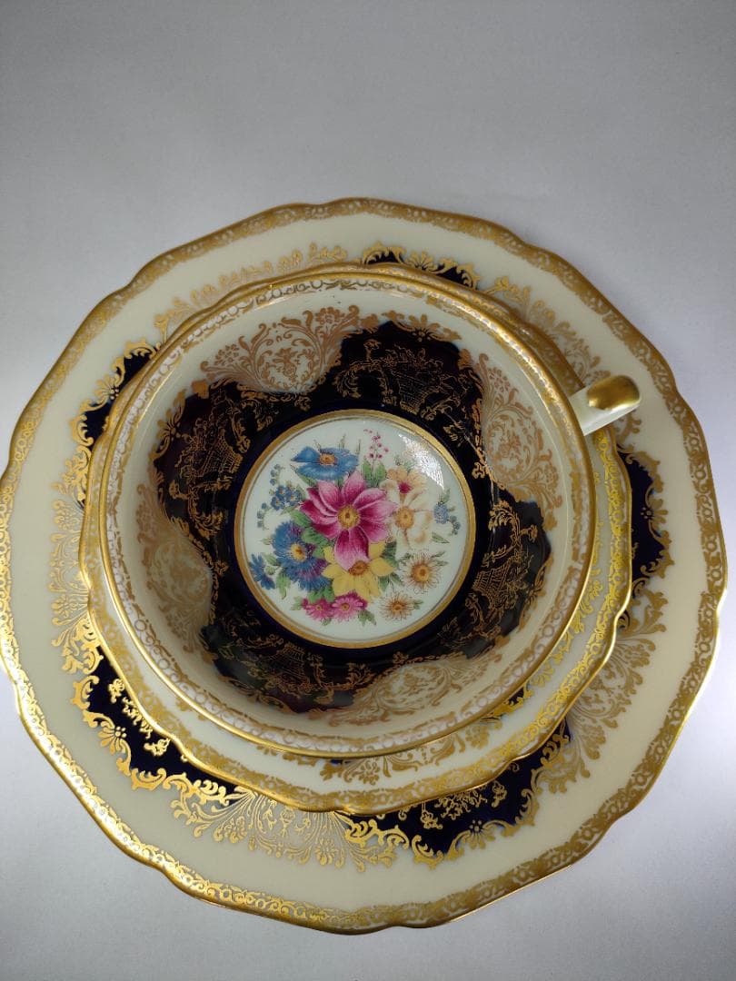 フッチェンロイター ティートリオ 金彩 花柄 ヴィンテージ