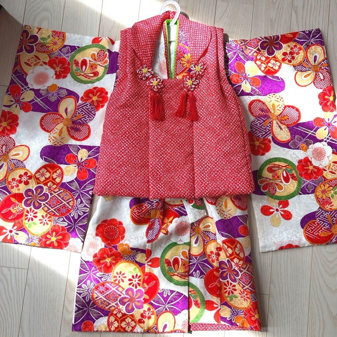 七五三　3歳　女の子　アンティーク着物　被布　セット　ヴィンテージ