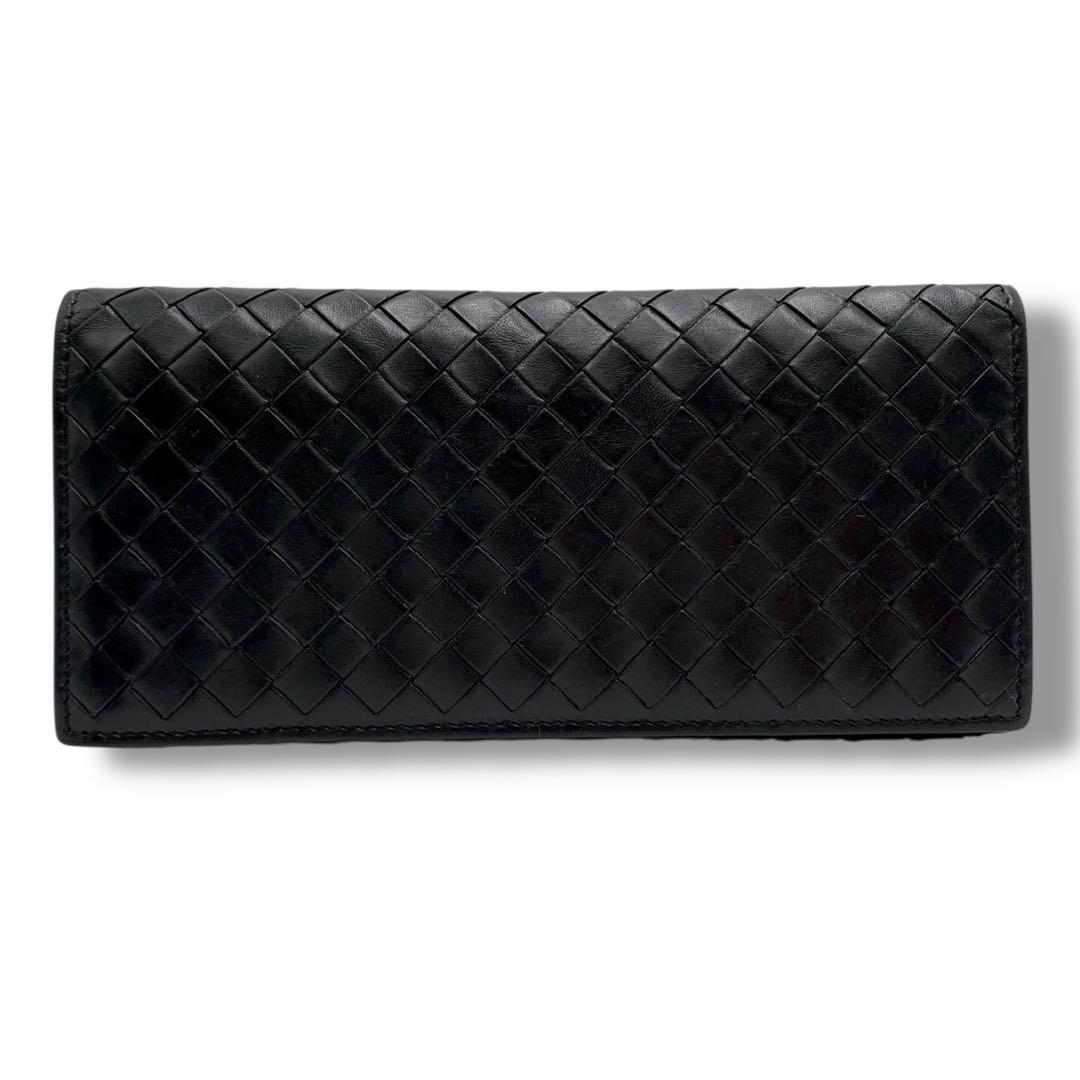 美品✨ボッテガヴェネタ 長財布 イントレチャート 二つ折り財布 レザー ブラック