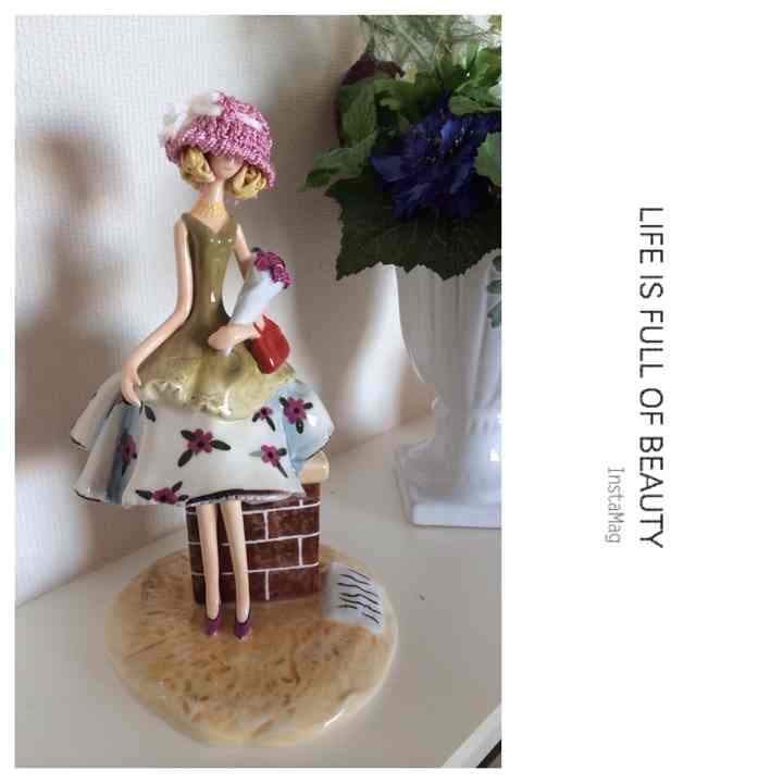 完売！バラ&少女 置物