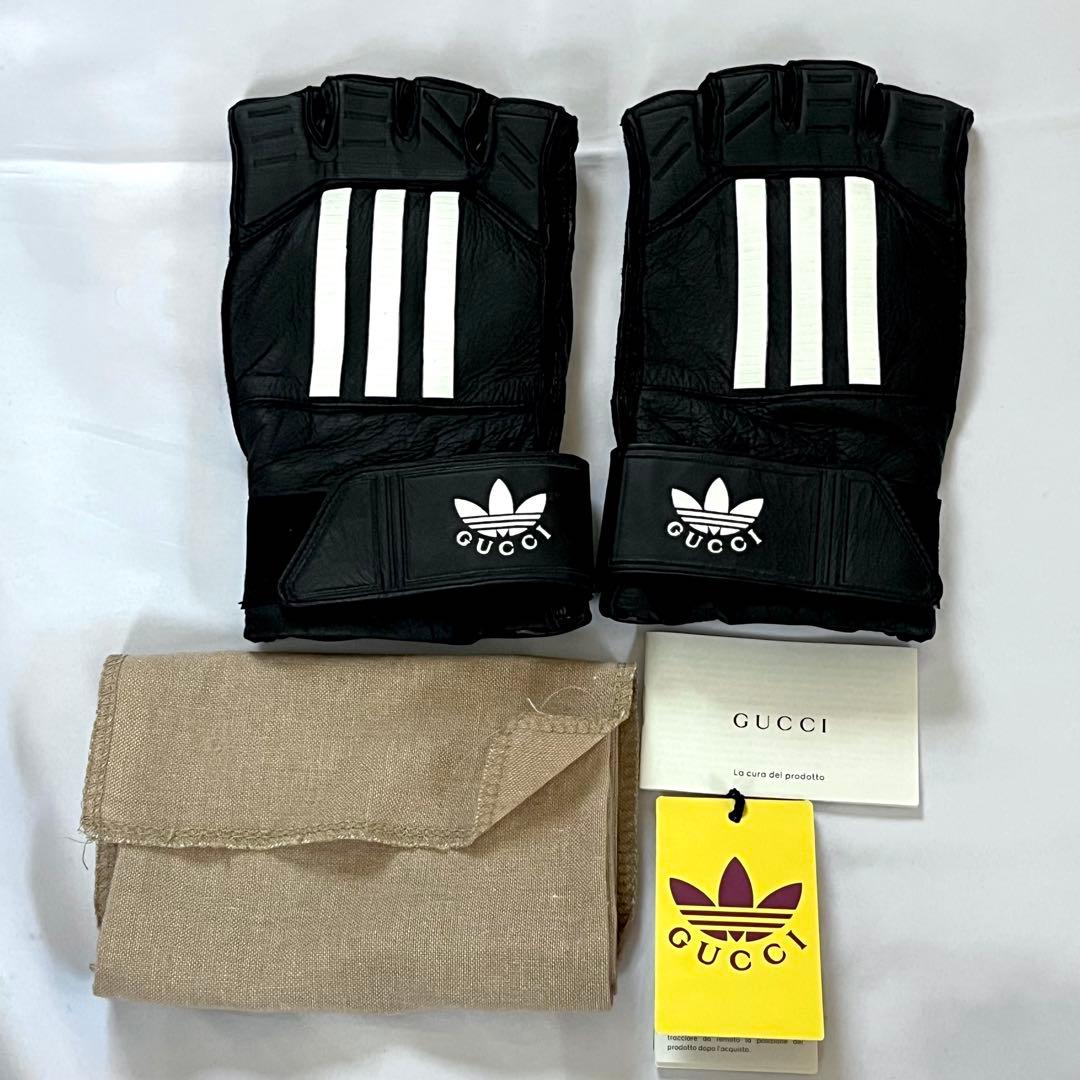 【美品】GUCCI グッチ アディダス グローブ 羊革 ブラック