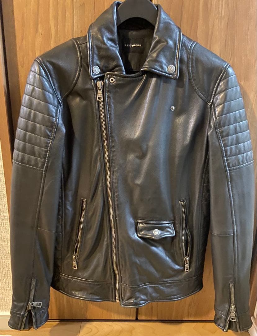 新品未使用 MAN GAS ダブルライダース シープスキン レザージャケット