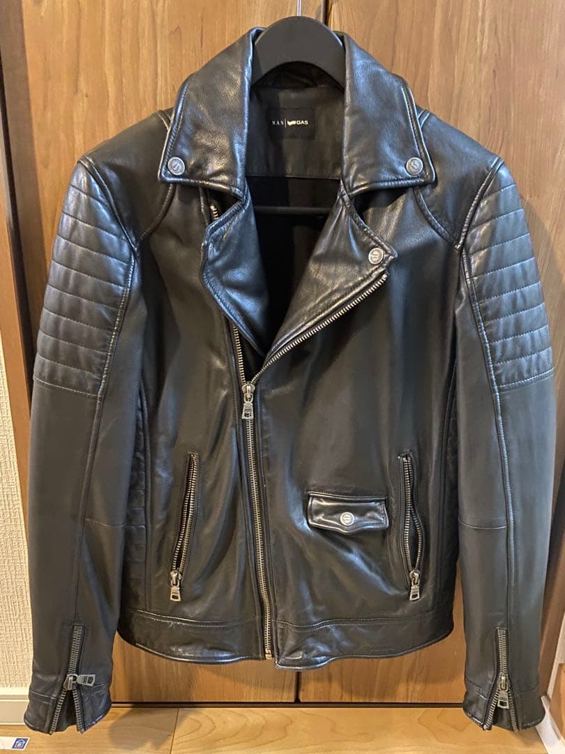 新品未使用 MAN GAS ダブルライダース シープスキン レザージャケット