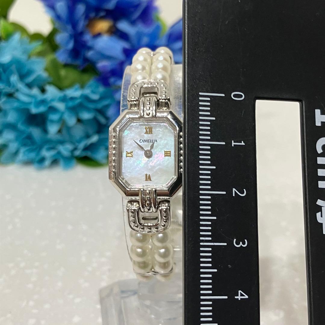 【美品】CAMELIA カメリア　パールウォッチ　シェル文字盤　八角形ケース