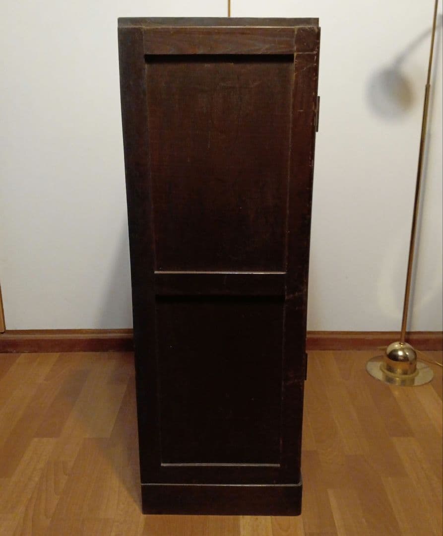 ガラスキャビネット　昭和レトロ　ガラス棚　小引き出し 本棚