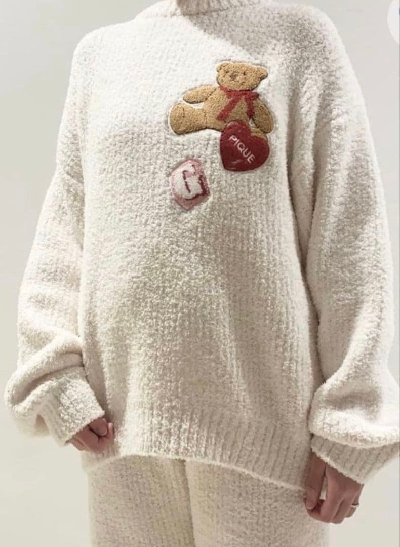 ジェラートピケ さがらベア柄プルオーバー+ロングパンツセット