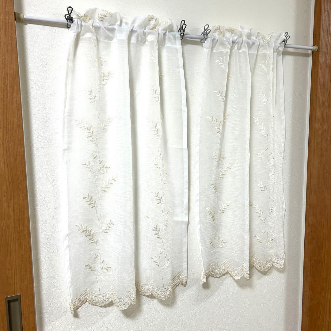 【mikan】レースカフェカーテン　刺繍　6枚　オーダー品　豪華　上品