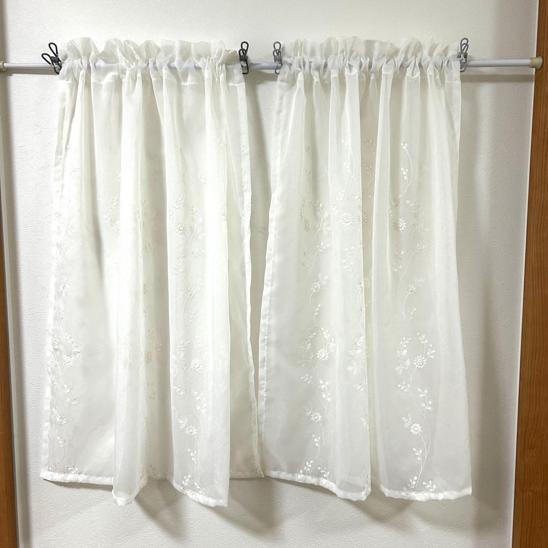 【mikan】レースカフェカーテン　刺繍　6枚　オーダー品　豪華　上品
