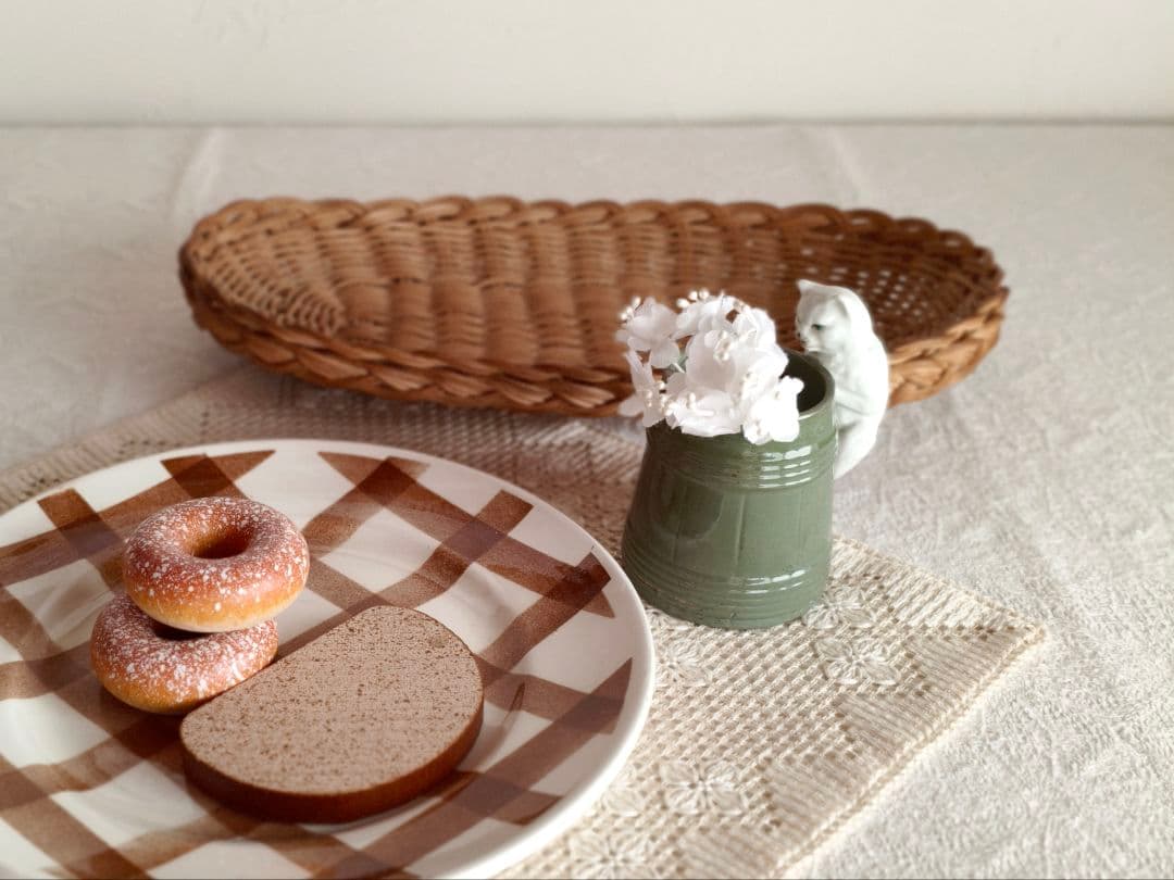 * vintage pot ❀ しろネコちゃんのいる グリーン ポット