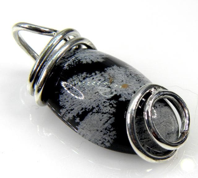 ■花黒曜・雪片黒曜石■SV.925■スパイラル■ペンダント