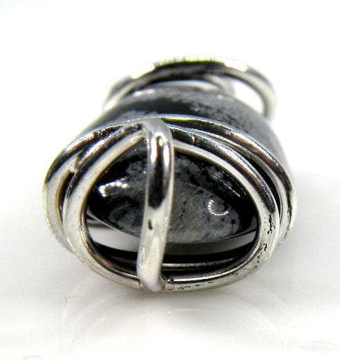 ■花黒曜・雪片黒曜石■SV.925■スパイラル■ペンダント