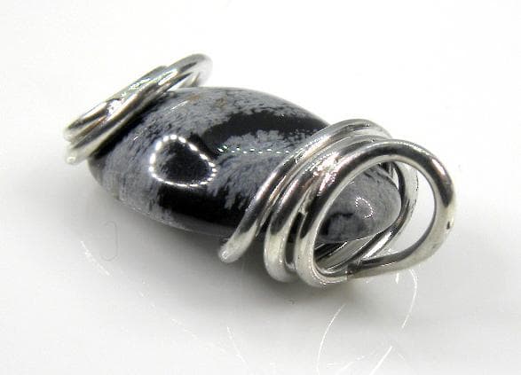 ■花黒曜・雪片黒曜石■SV.925■スパイラル■ペンダント