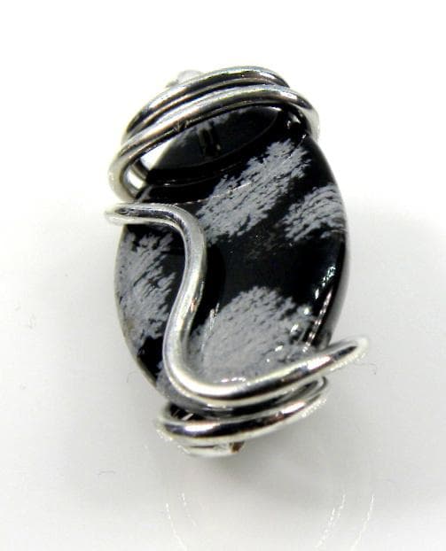 ■花黒曜・雪片黒曜石■SV.925■スパイラル■ペンダント