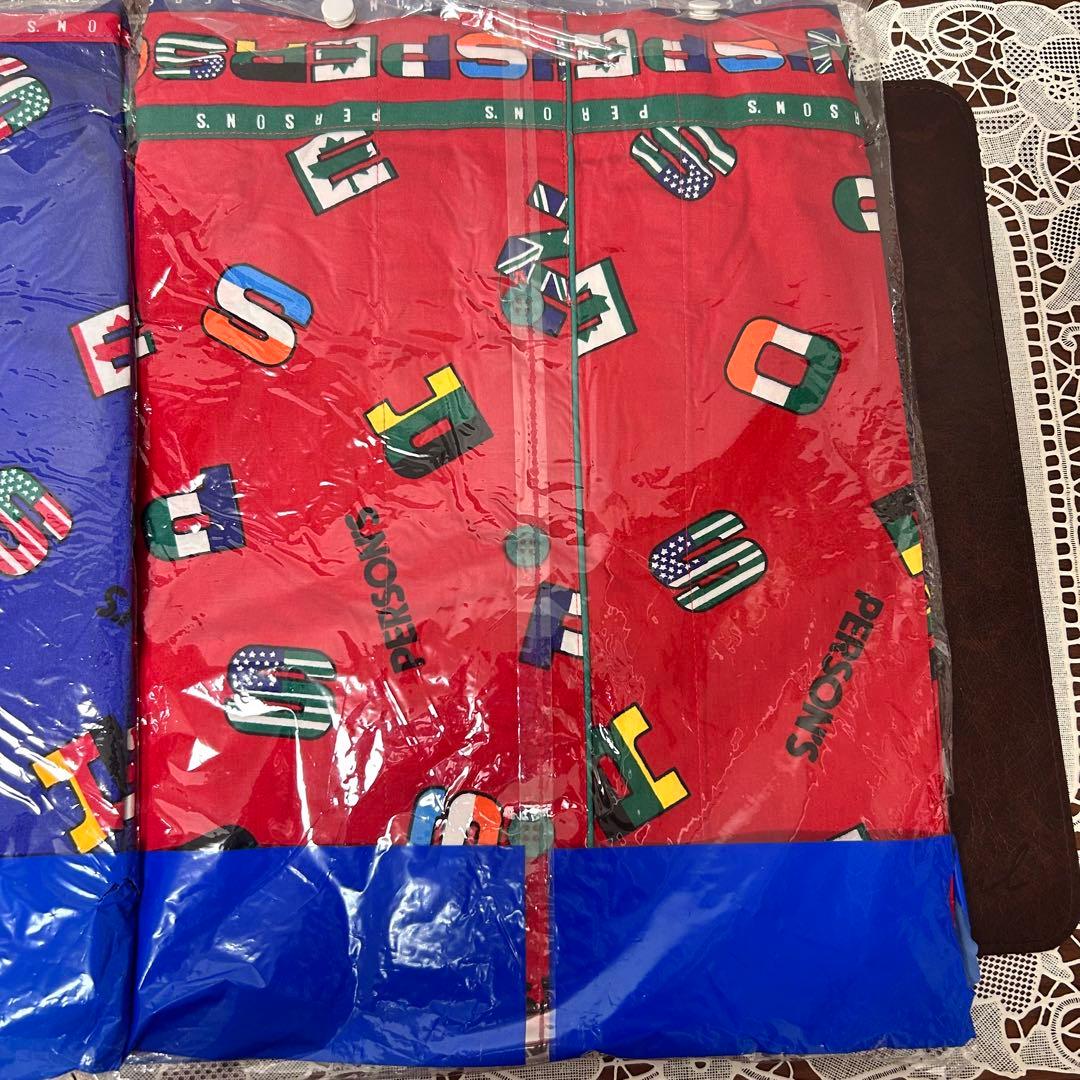 未使用品　レトロ　パーソンズ　長袖　パジャマ　レディース　メンズ　赤　青　国旗