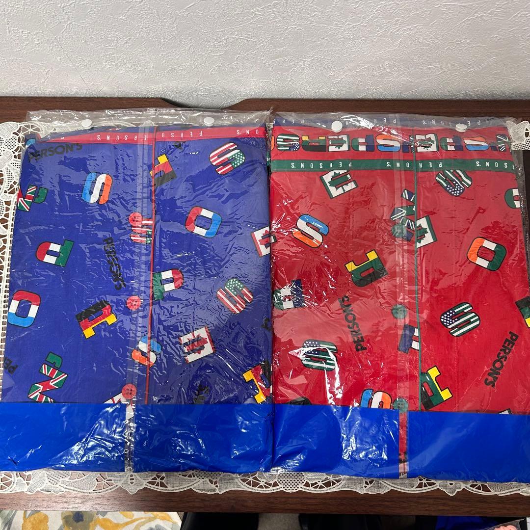 未使用品　レトロ　パーソンズ　長袖　パジャマ　レディース　メンズ　赤　青　国旗