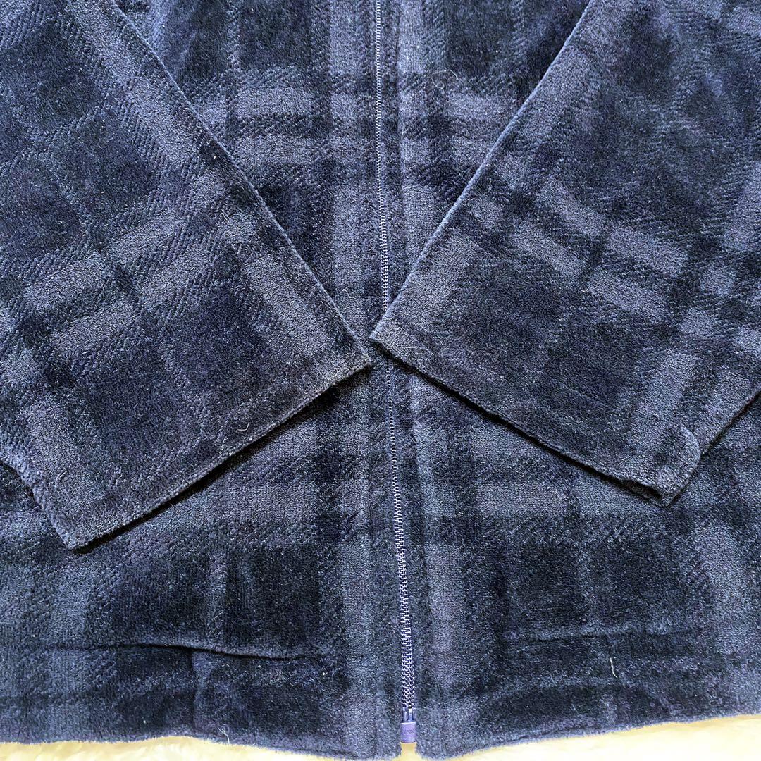 【大きいサイズ】バーバリー ゴルフ ギガチェック ベロア パーカー ネイビー