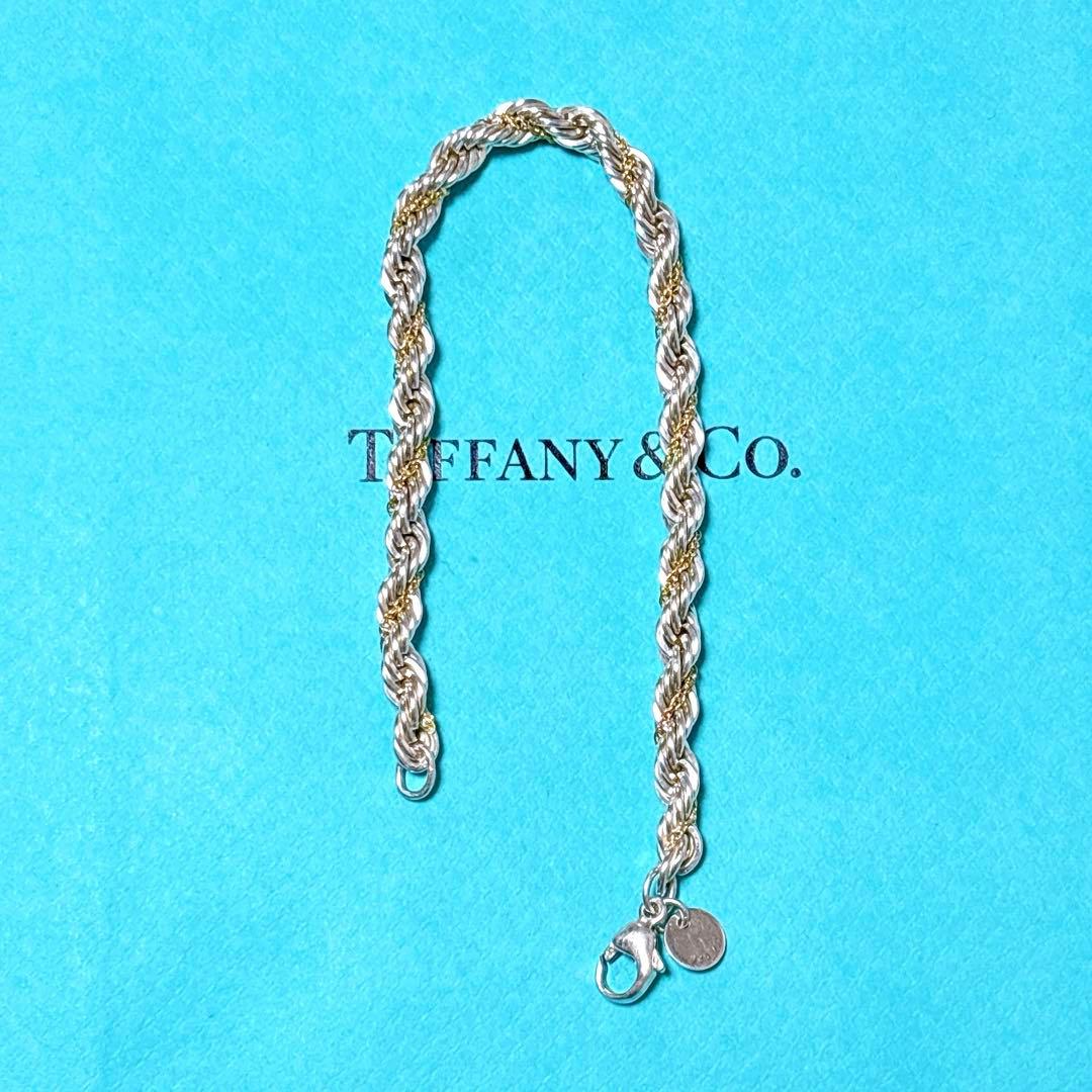 【美品】18.5cm ティファニー ツイストコンビ ブレスレット925/750