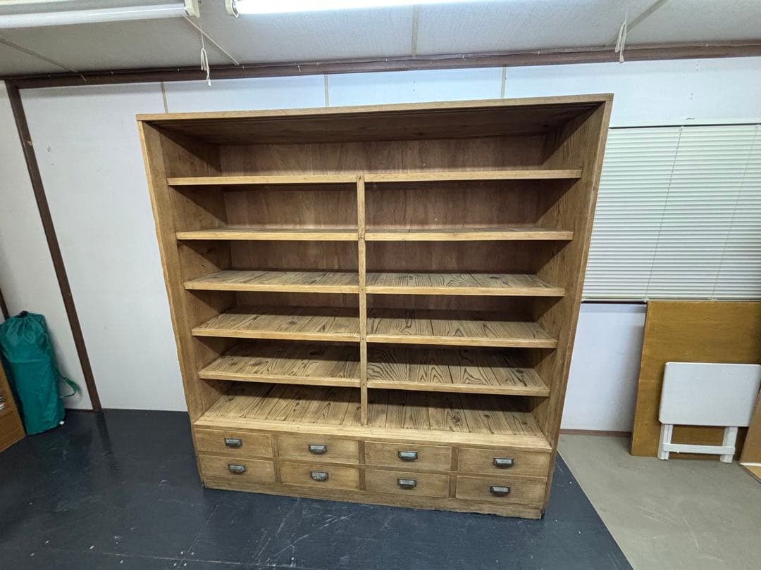大型木製棚 引き出し8個付き